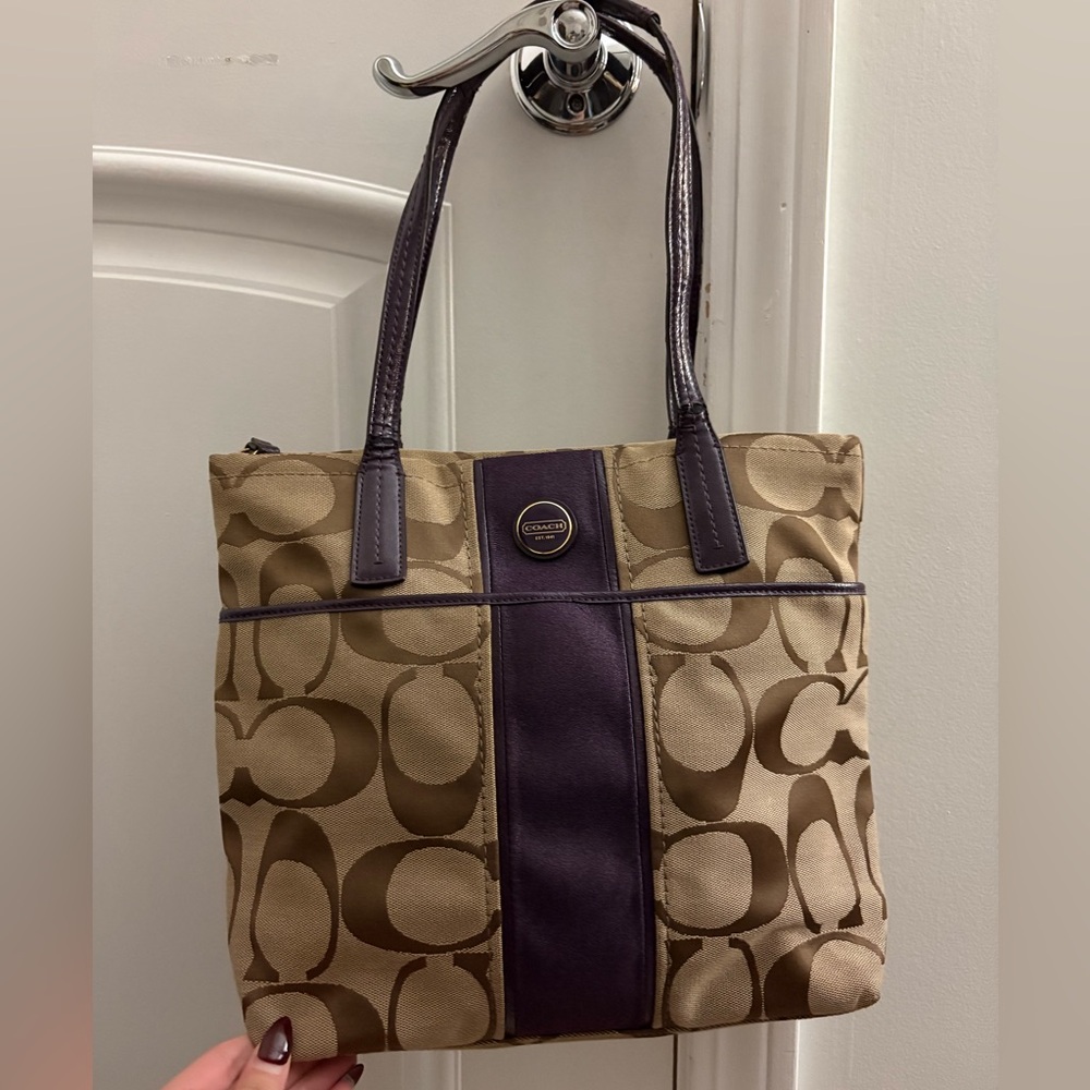 Coach Brown and Purple Signature Tote